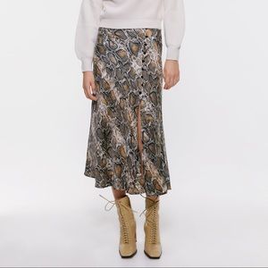 Snake Print Midi Skirt